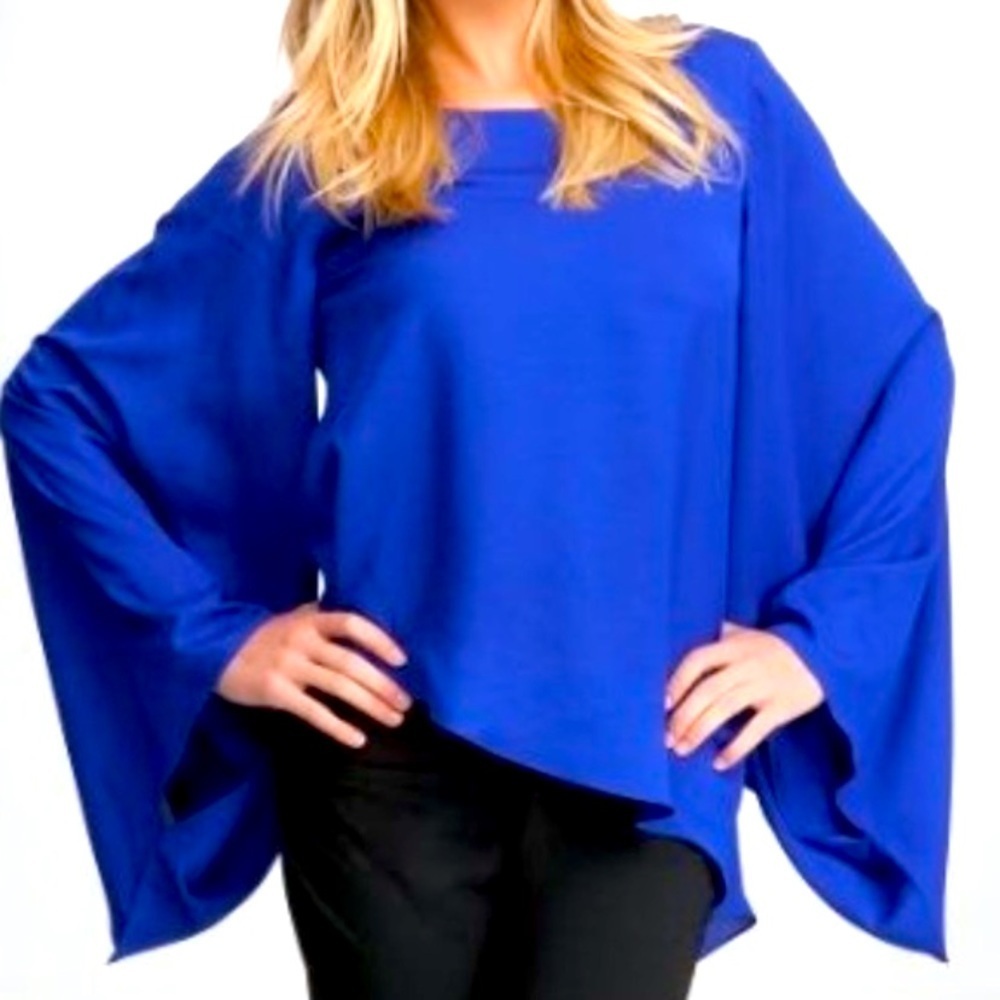 “BEBE” Brielle Bell Sleeve Asymmetrical Blouse